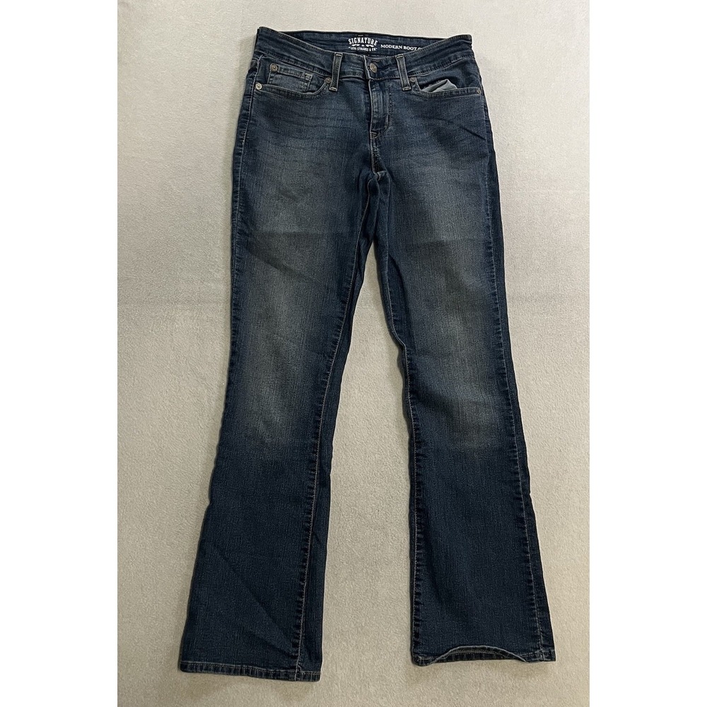 Levi Strauss Signature Womens Bootcut Jeans Medium Wash Denim Mid Rise Size 8 M